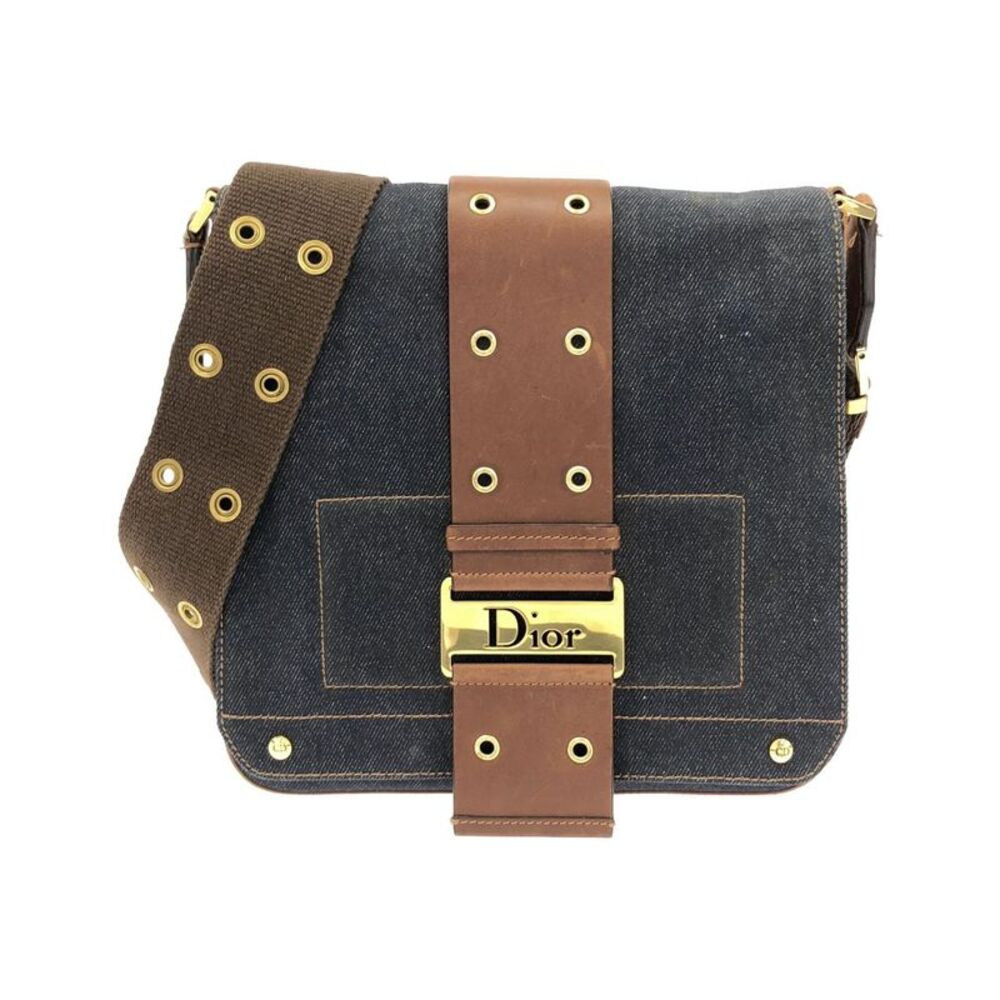 Christian Dior Denim Leather Shoulder Bag